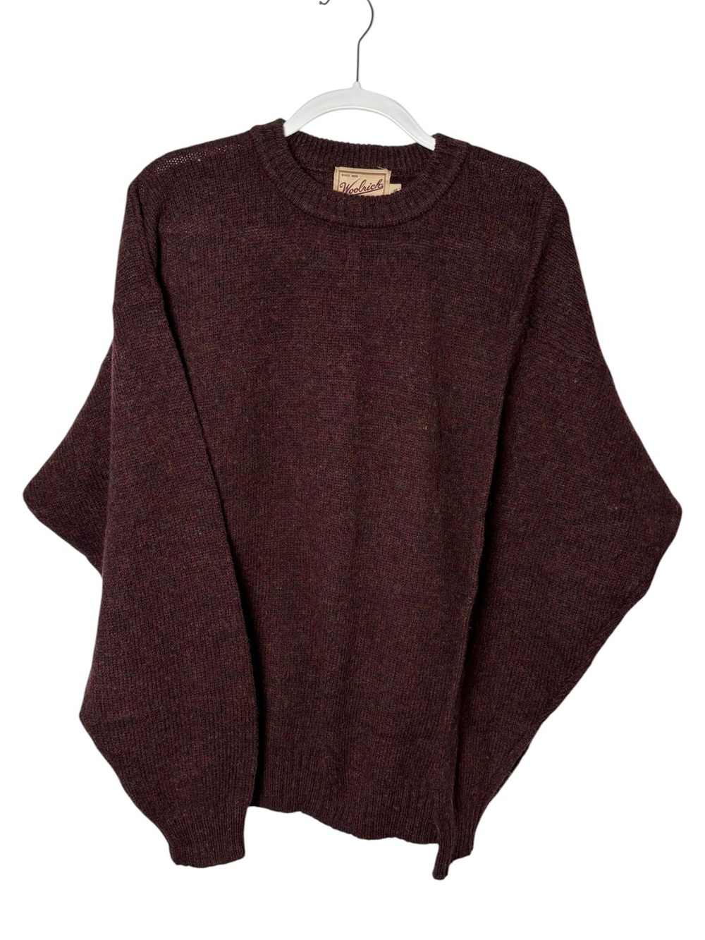 Woolrich Men’s XL 100% Pure Wool Maroon Crewneck Sweater Made in Mauritius